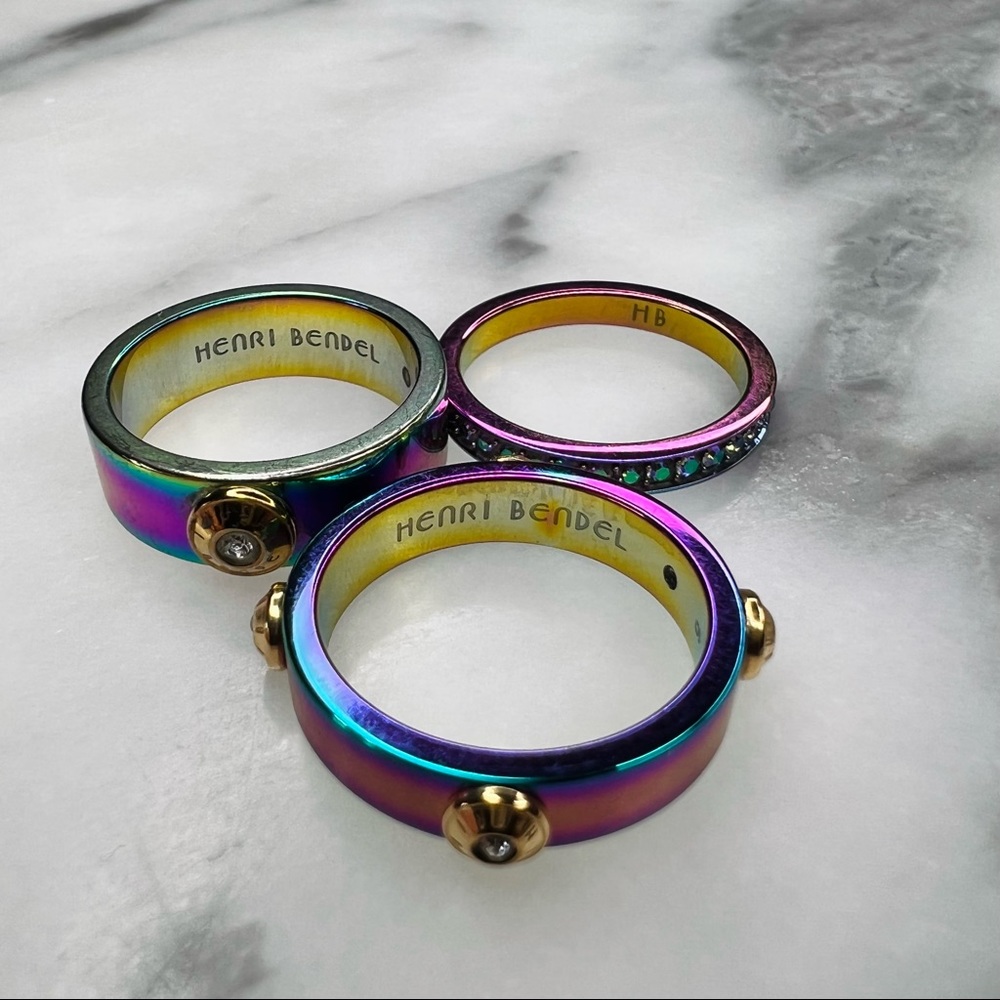 *Rare* Henri Bendel Titanium Stackable Ring Set - image 5